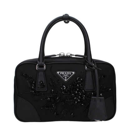 Prada Black Sequined Fabric Top-Handle Bag