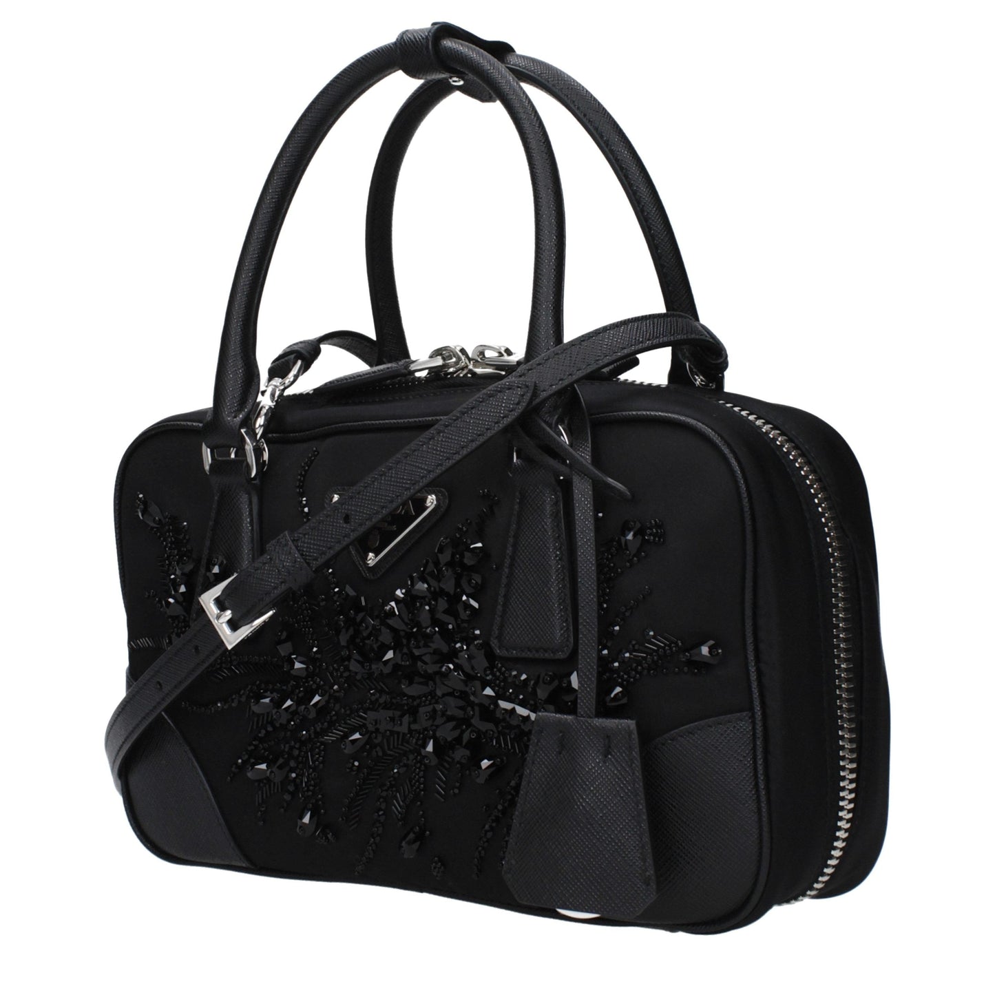 Prada Black Sequined Fabric Top-Handle Bag