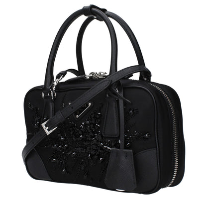 Prada Black Sequined Fabric Top-Handle Bag
