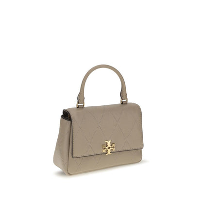 Tory Burch Charlie Mini Light Sand Quilted Leather Top-Handle Bag