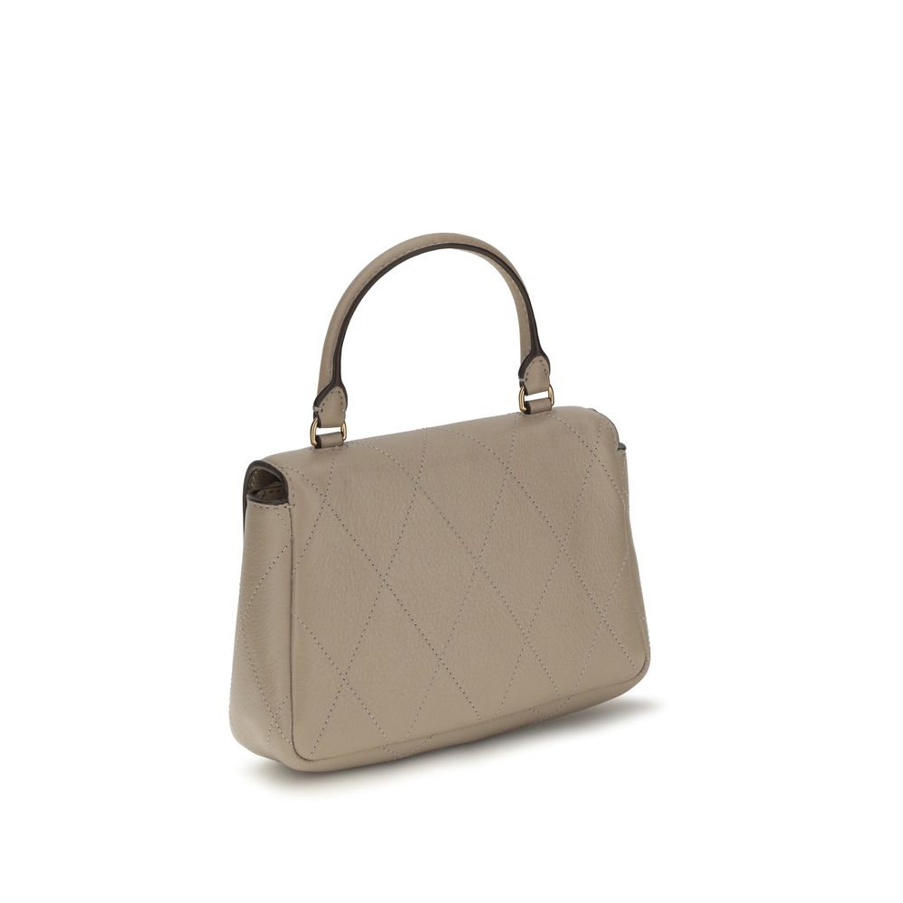 Tory Burch Charlie Mini Light Sand Quilted Leather Top-Handle Bag