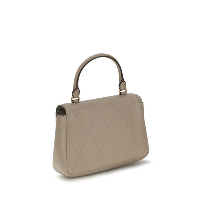 Tory Burch Charlie Mini Light Sand Quilted Leather Top-Handle Bag