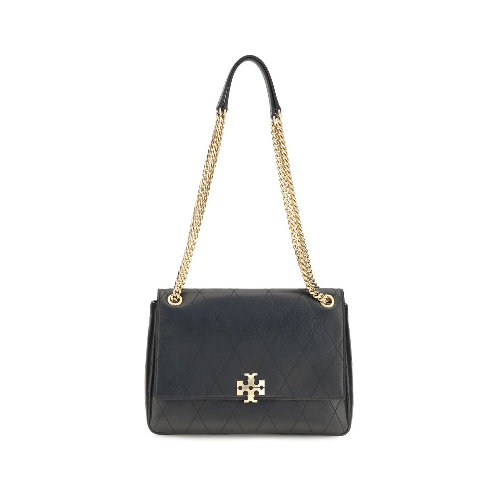 Tory Burch Charlie Black Grained Leather Shoulder Bag