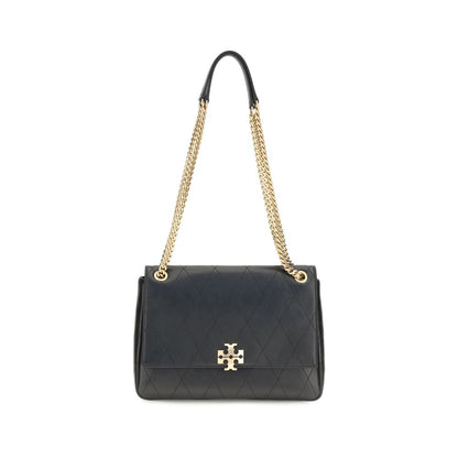Tory Burch Charlie Black Grained Leather Shoulder Bag