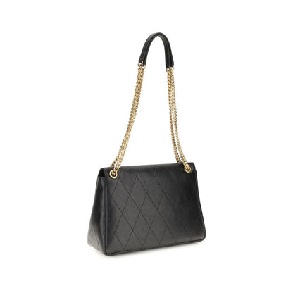 Tory Burch Charlie Black Grained Leather Shoulder Bag