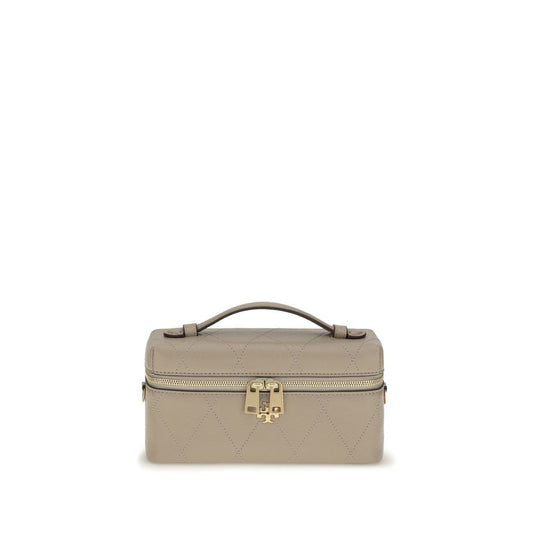 Tory Burch Charlie Gray Heron Quilted Leather Vanity Case