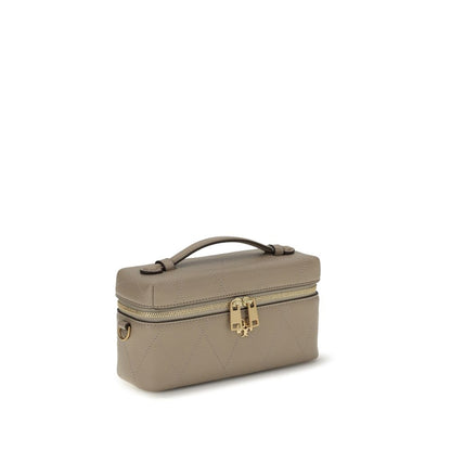 Tory Burch Charlie Gray Quilted Leather Vanity Case
