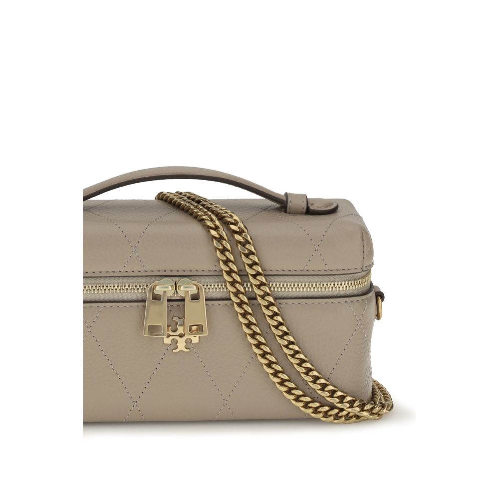 Tory Burch Charlie Gray Quilted Leather Vanity Case
