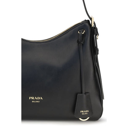 Prada Vintage-Effect Leather Shoulder Bag Black