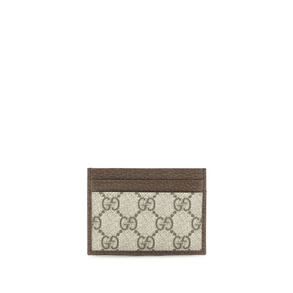 Gucci Ophidia GG Card Case in Beige and Ebony GG Supreme Canvas
