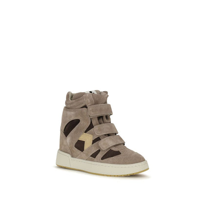 Isabel Marant Balskee Beige Suede And Leather High-Top Sneakers