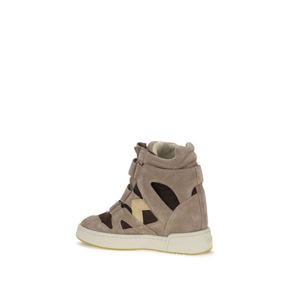 Isabel Marant Balskee Beige Suede And Leather High-Top Sneakers