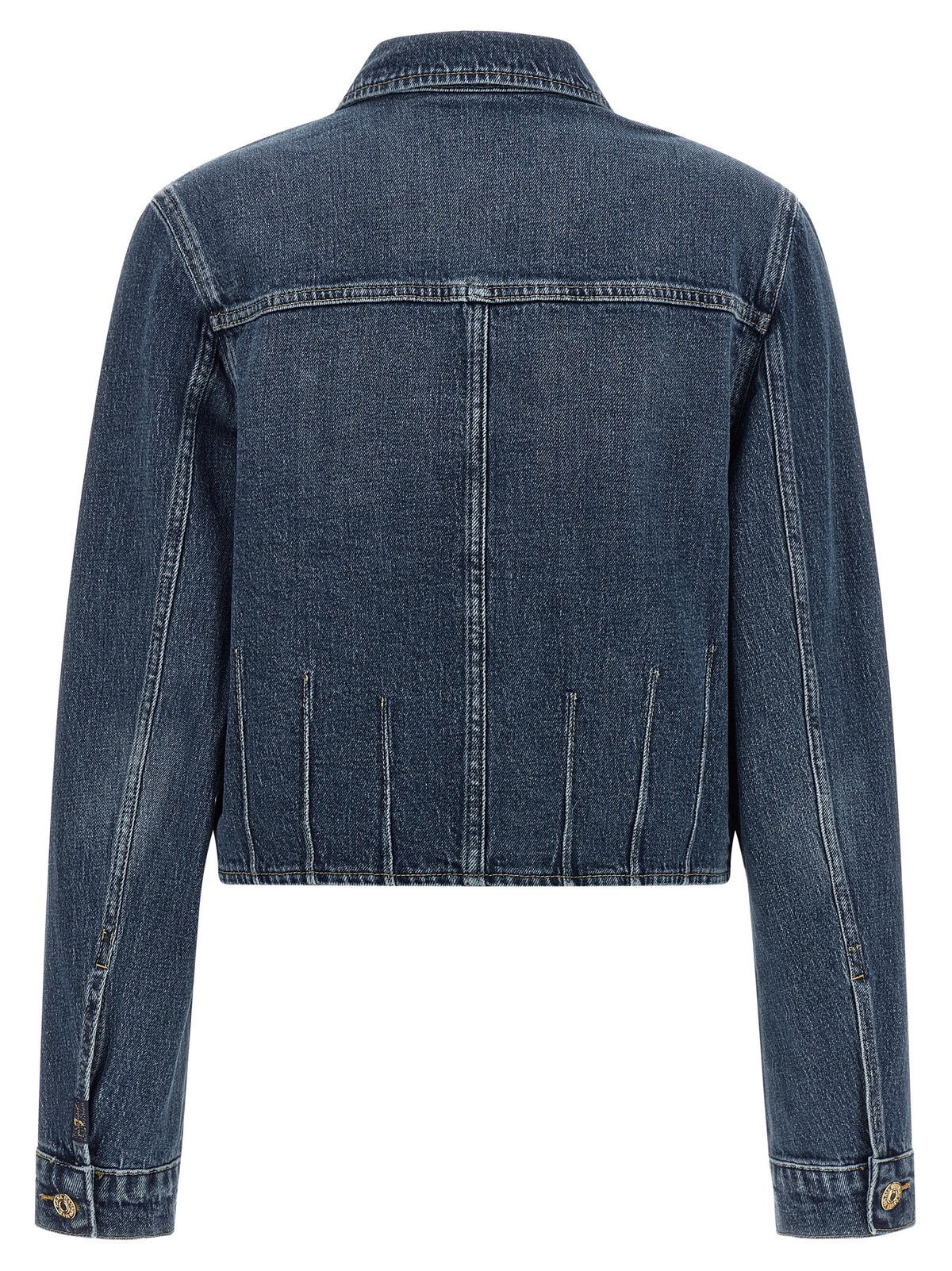 7 For All Mankind Darted Shrunken Blue Denim Jacket