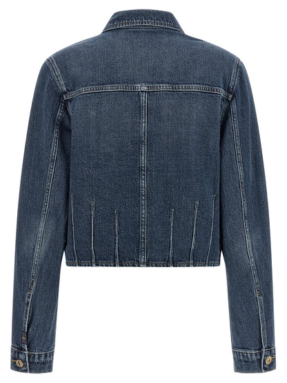 7 For All Mankind Darted Shrunken Blue Denim Jacket