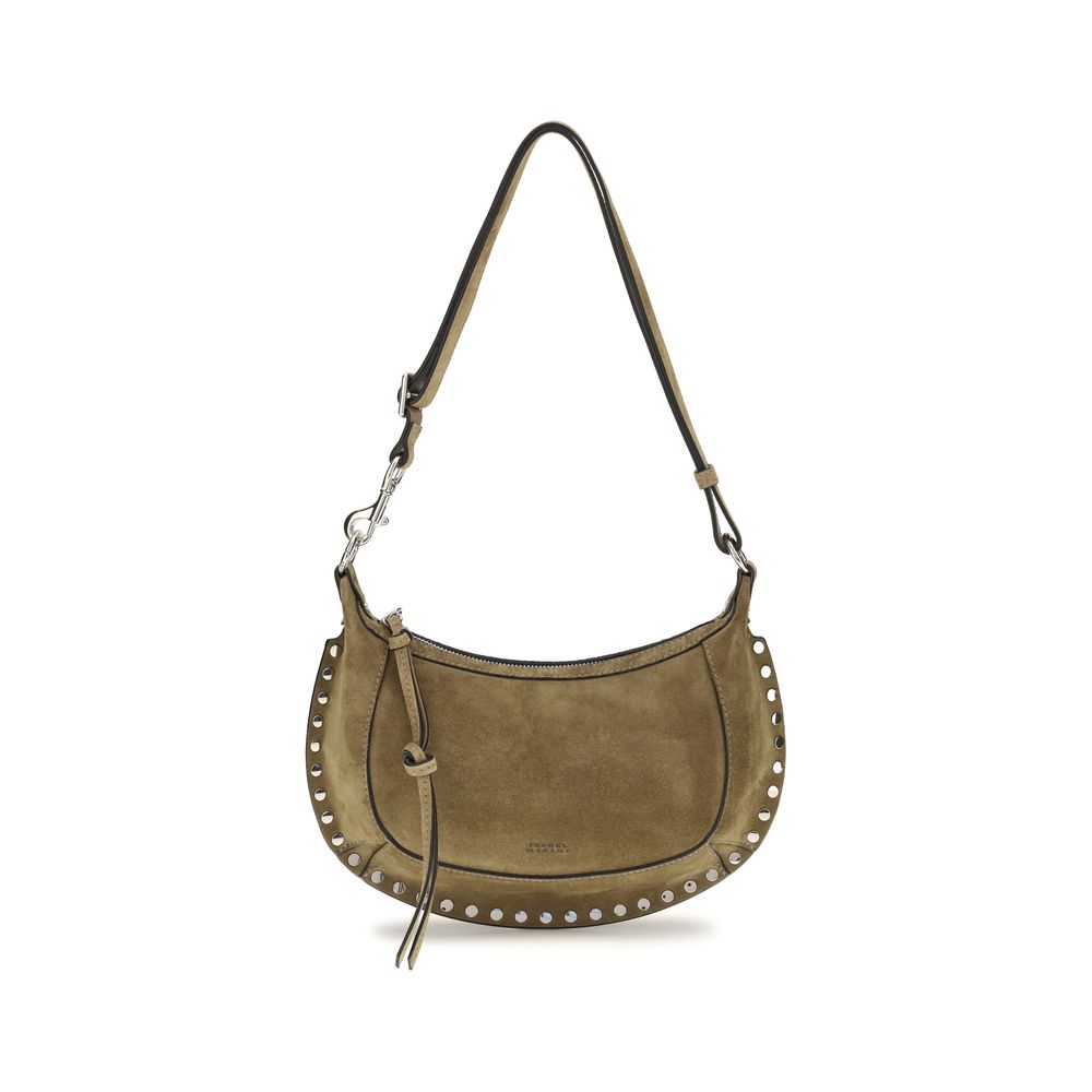 Isabel Marant Oskan Moon Taupe Woven Suede Shoulder Bag