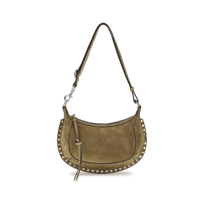Isabel Marant Oskan Moon Taupe Woven Suede Shoulder Bag