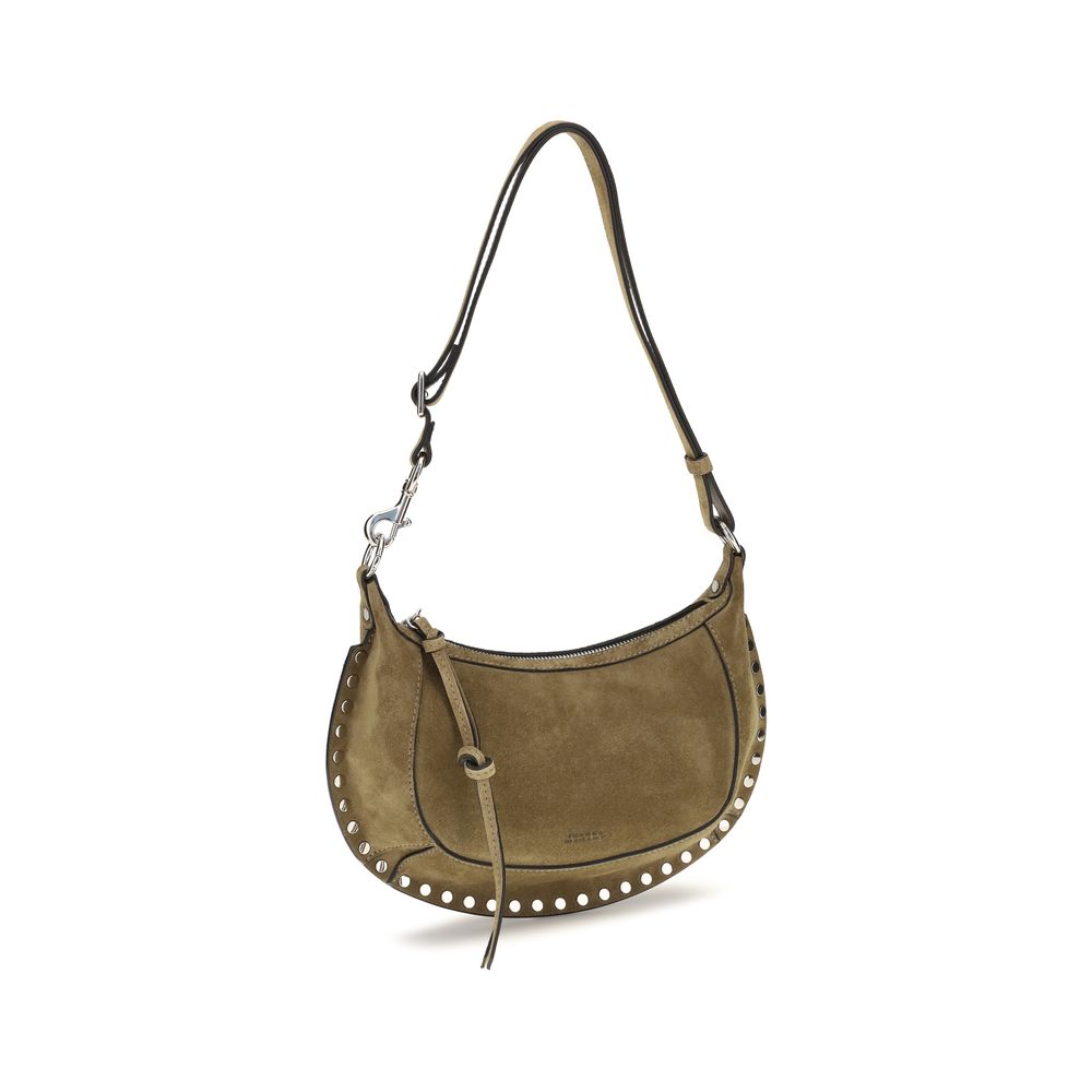 Isabel Marant Oskan Moon Taupe Woven Suede Shoulder Bag