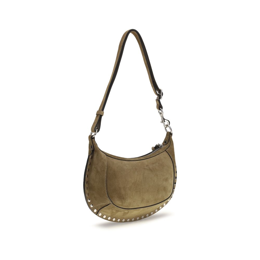 Isabel Marant Oskan Moon Taupe Woven Suede Shoulder Bag