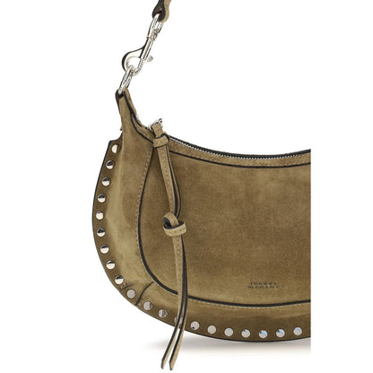 Isabel Marant Oskan Moon Taupe Woven Suede Shoulder Bag
