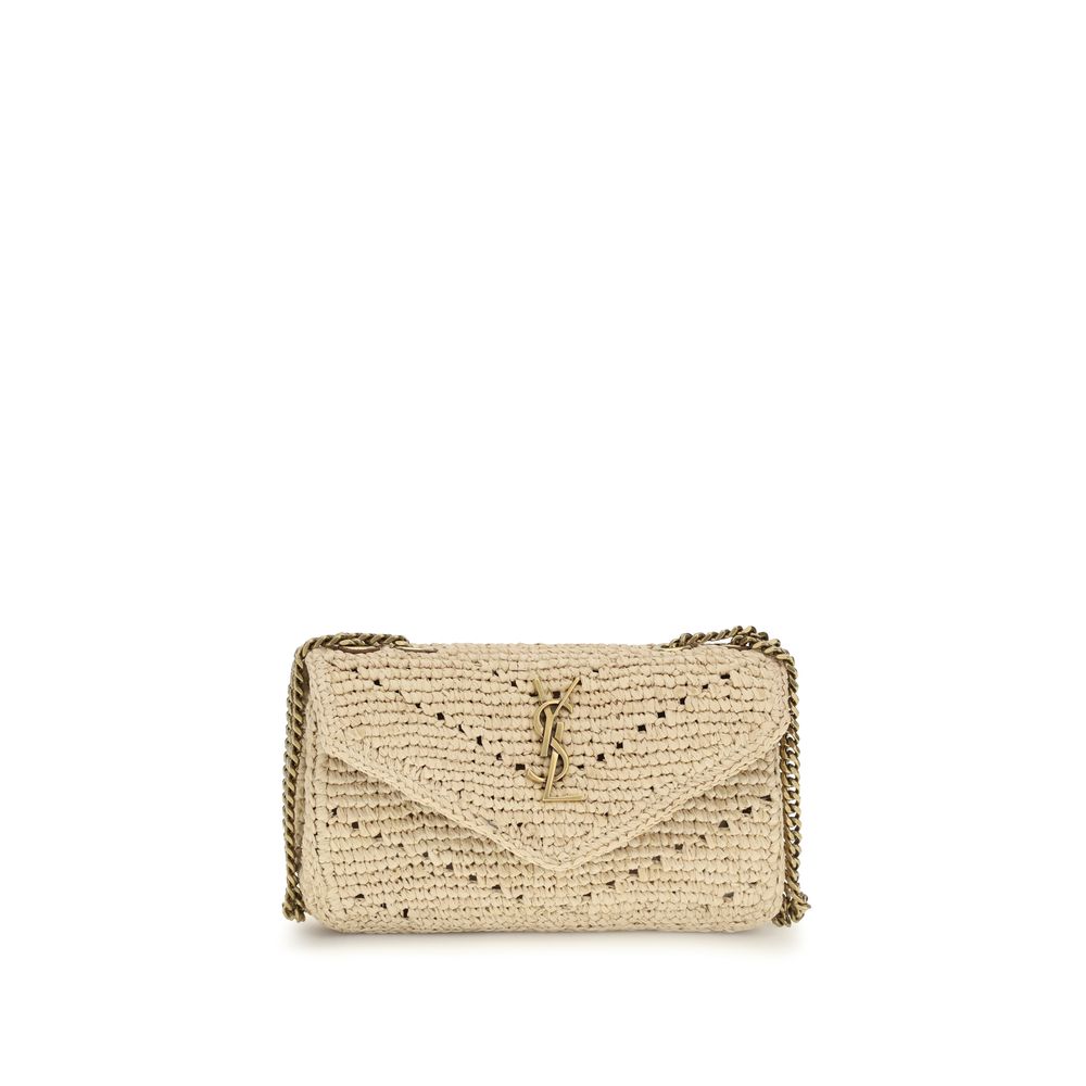 Saint Laurent LouLou Mini Beige Raffia Shoulder Bag