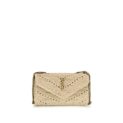 Saint Laurent LouLou Mini Beige Raffia Shoulder Bag