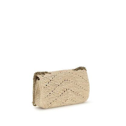 Saint Laurent LouLou Mini Beige Raffia Shoulder Bag