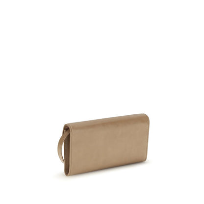 Miu Miu Nappa Leather Zip Pouch Clutch in Beige