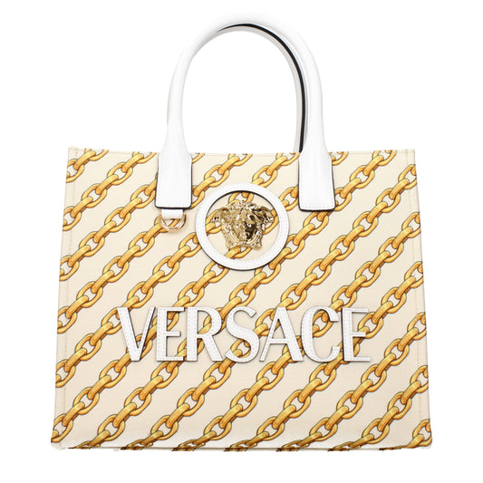 Versace La Medusa Small Natural Canvas Top-Handle Bag