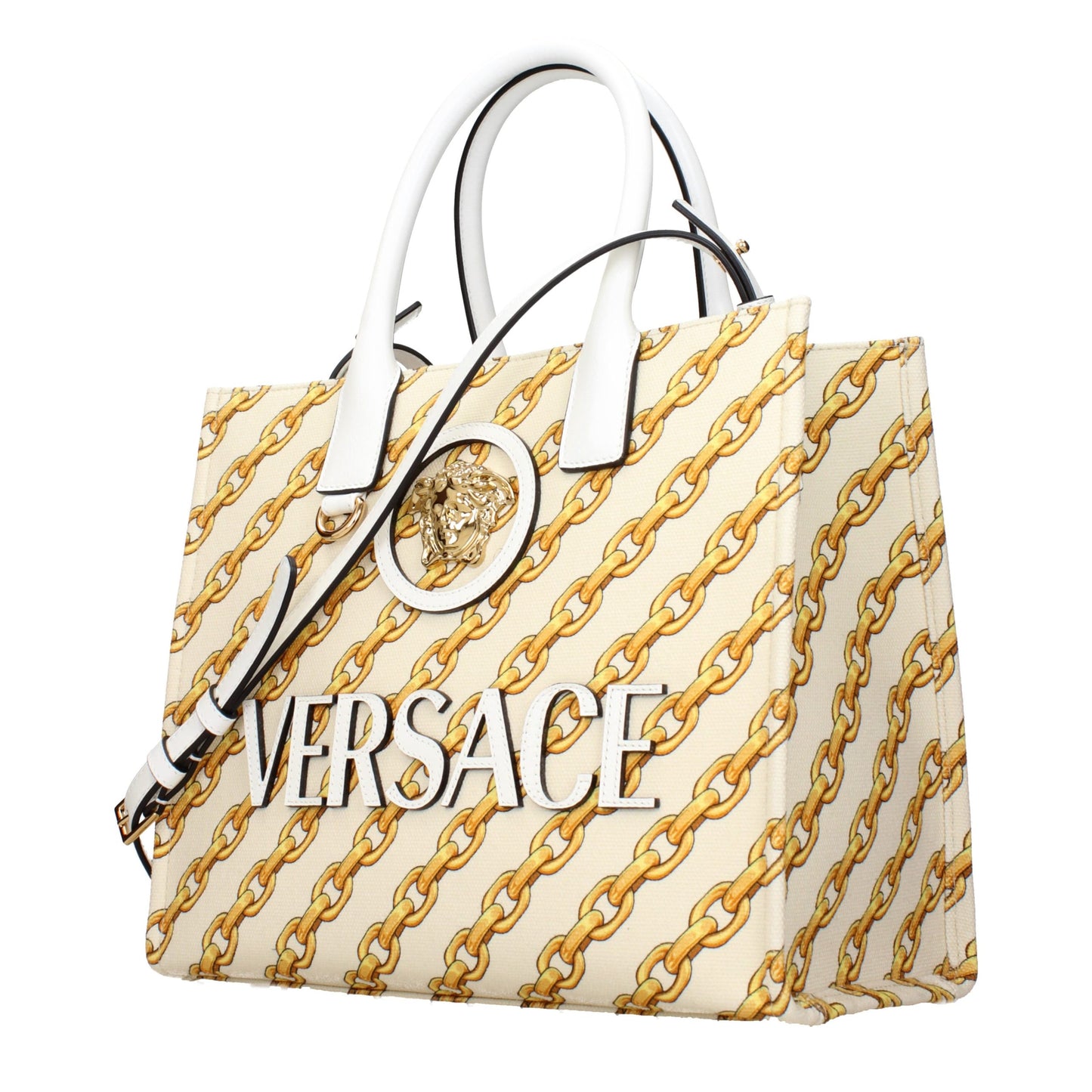 Versace La Medusa Fabric Handbag Beige