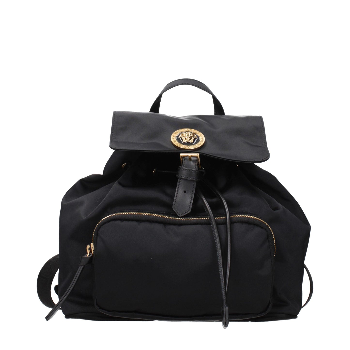 Versace La Greca Signature Black Coated Canvas Backpack