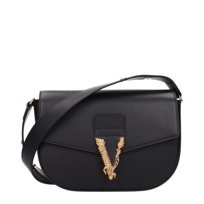 Versace Greca Goddess Black Leather Crossbody Bag