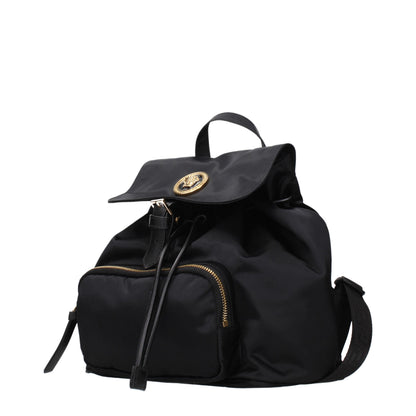 Versace La Greca Signature Black Coated Canvas Backpack
