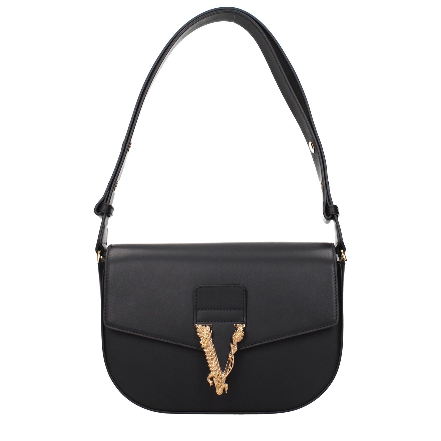 Versace Greca Goddess Black Leather Crossbody Bag