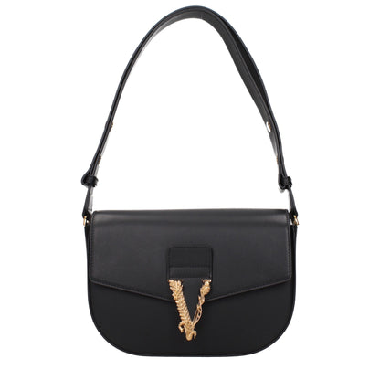 Versace Greca Goddess Black Leather Crossbody Bag
