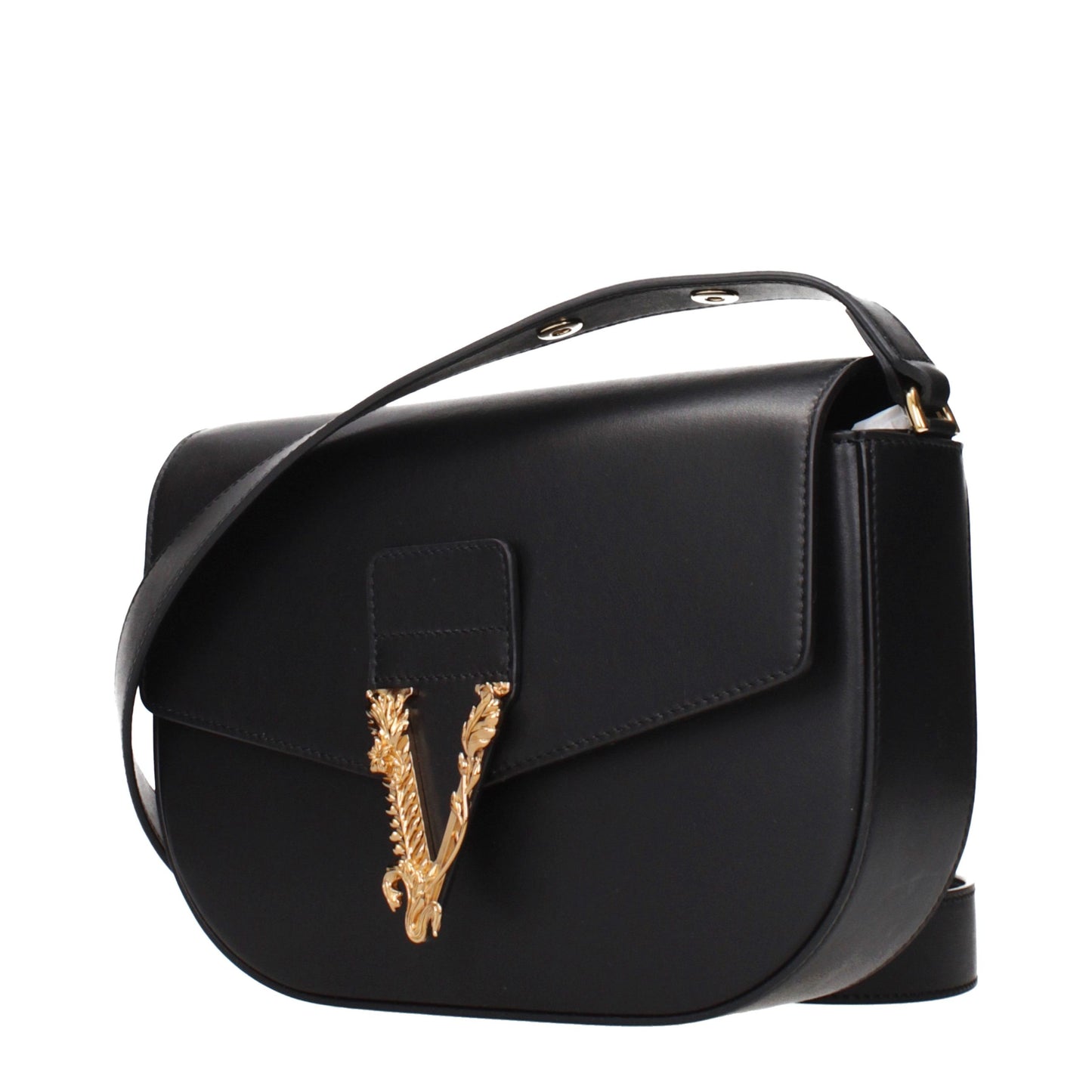 Versace Greca Goddess Black Leather Crossbody Bag