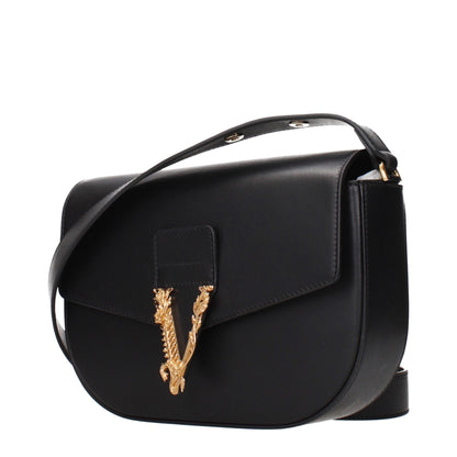 Versace Greca Goddess Black Leather Crossbody Bag