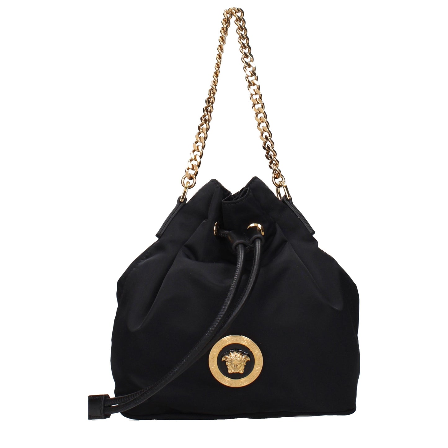 Versace La Medusa Small Black Nylon Hobo Bag