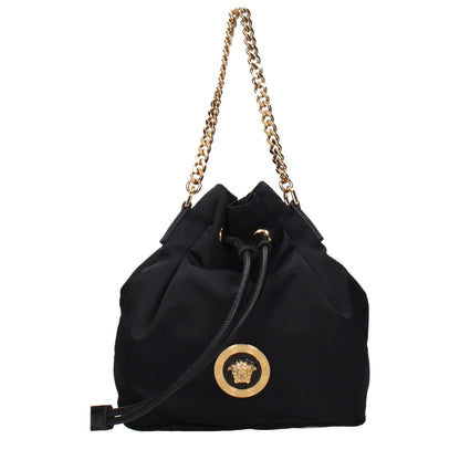 Versace La Medusa Small Black Nylon Hobo Bag