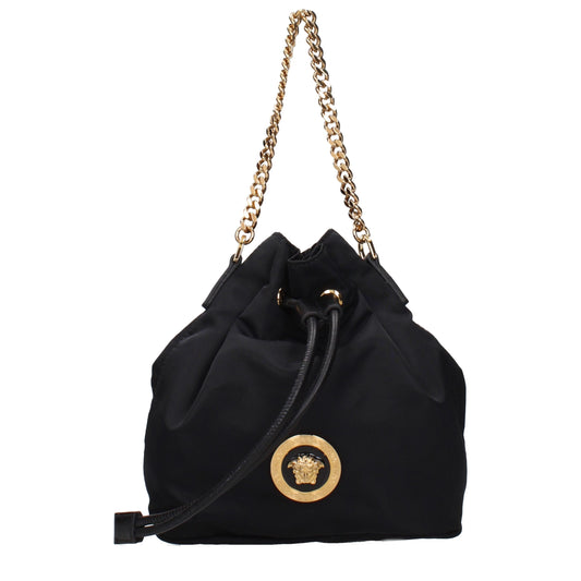 Versace La Medusa Small Black Nylon Hobo Bag