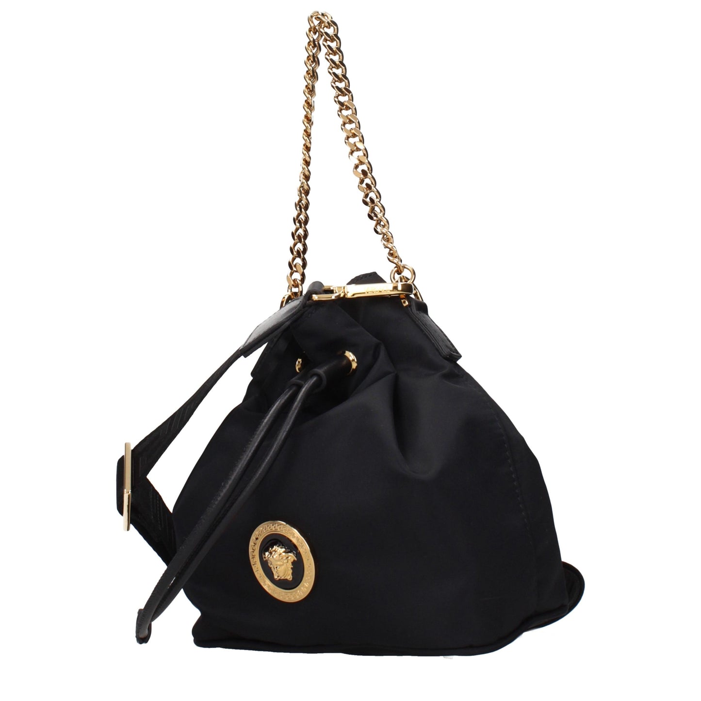 Versace La Medusa Small Black Nylon Hobo Bag