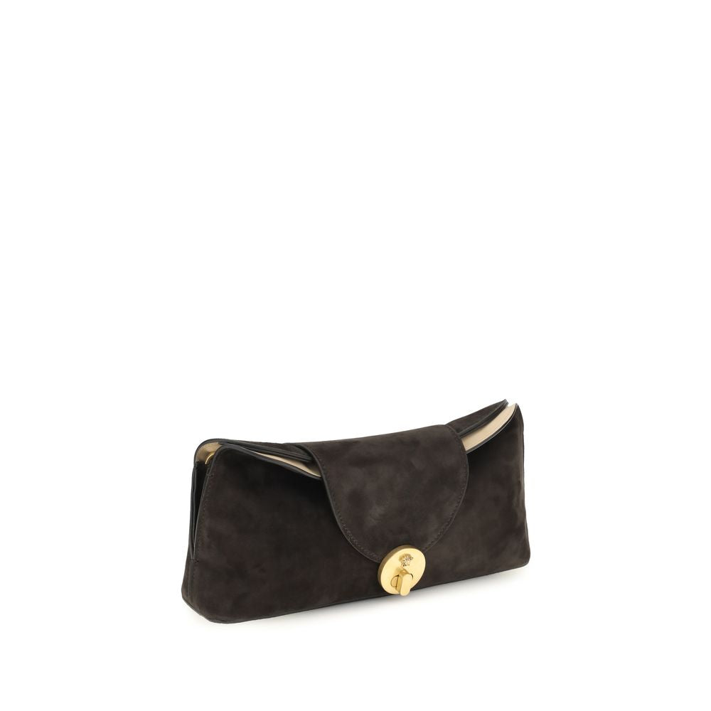 Versace Vivian Brown Suede Pouch Clutch Bag
