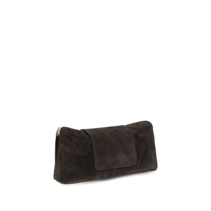 Versace Vivian Brown Suede Pouch Clutch Bag