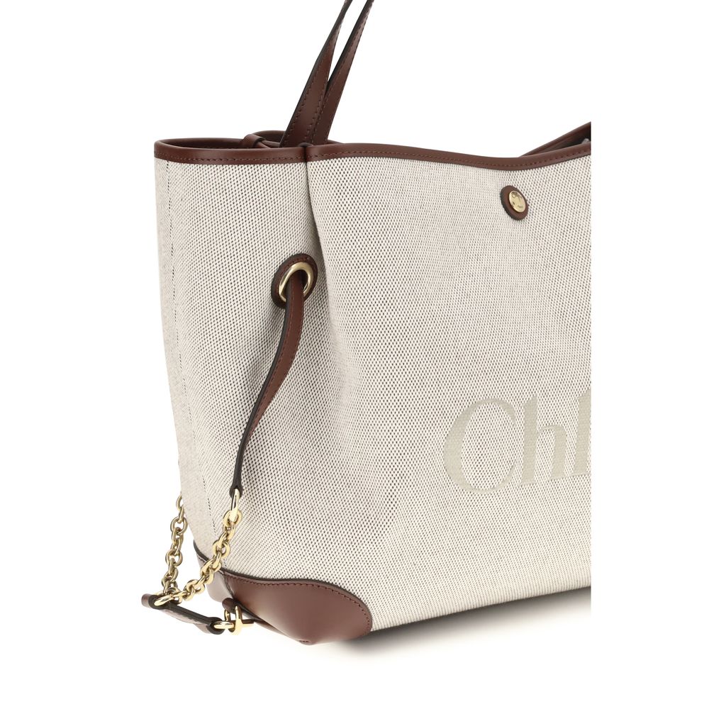 Chloé Clover Beige Cotton Canvas Tote Bag