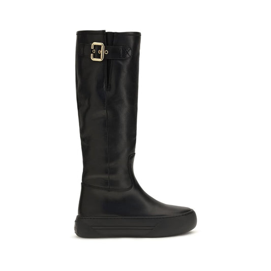Chloé Delia Black Calf Leather Knee-High Boots
