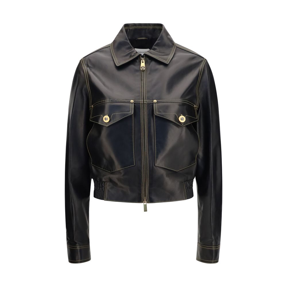 Versace Black Nappa Leather Blouson Jacket