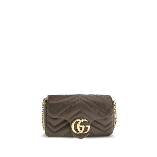 Gucci GG Marmont Super Mini Brown Matelassé Leather Shoulder Bag