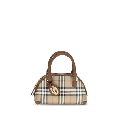 Burberry Mini Primrose Check Canvas Top Handle Bag Beige