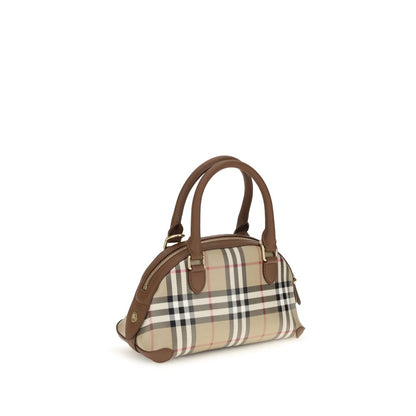 Burberry Mini Primrose Check Canvas Top Handle Bag Beige
