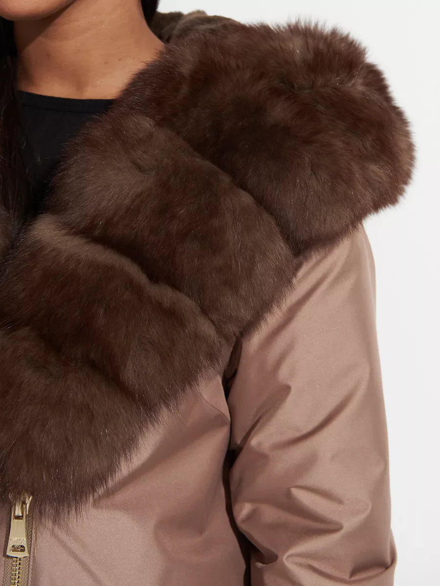 Polar Fox Fur Trim Rabbit Fur Insulated Parka