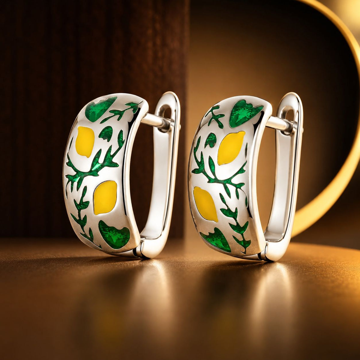 Oxidized Sterling Silver Enamel Drop Earrings